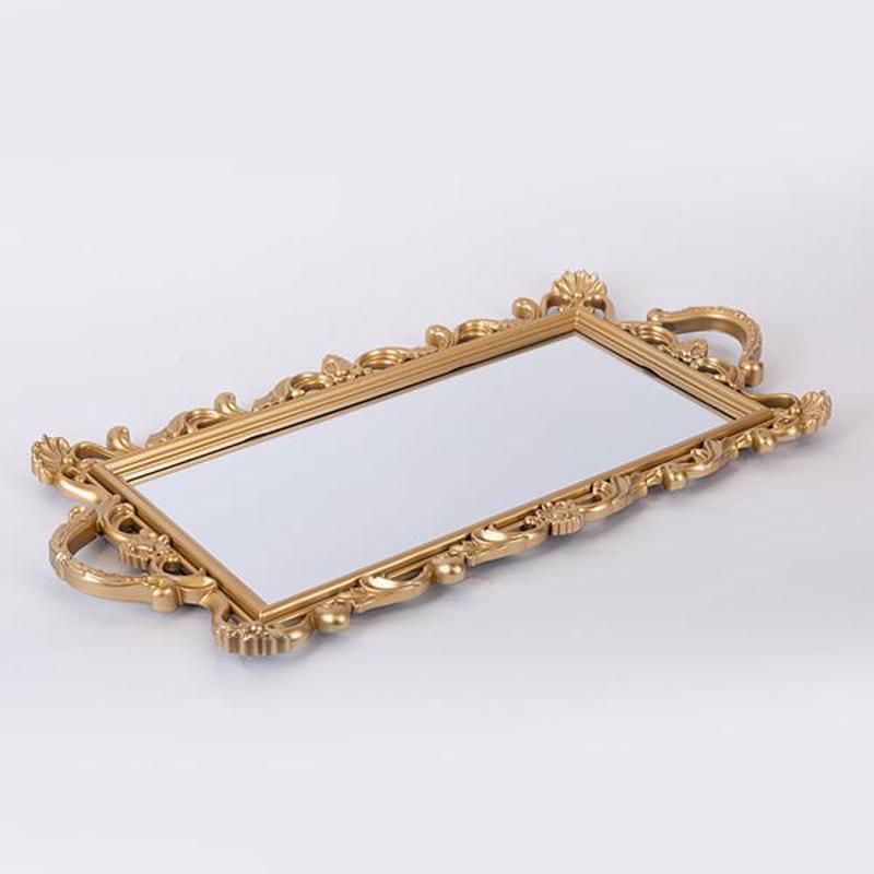 ESTHETI home Δίσκος με Καθρέπτη Πλαστικός Χρυσός 48x23cm 752-16109