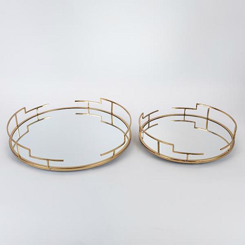 ESTHETI home Σετ των 2 Δίσκος Μεταλλικός Χρυσός με Καθρ