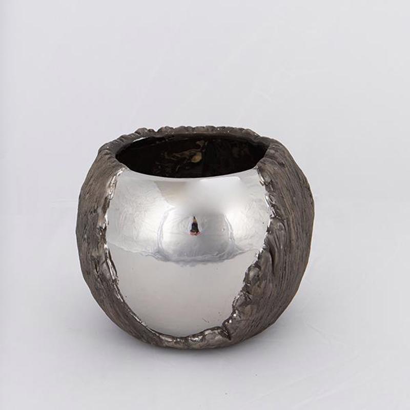 ESTHETI home Κασπώ Κεραμικό Ασημί/Καφέ Φ18.5x15cm 752-1