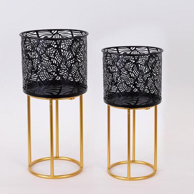 ESTHETI home Σετ των 2 Κασπώ Μεταλλικό Μαύρο/Χρυσό Φ20x