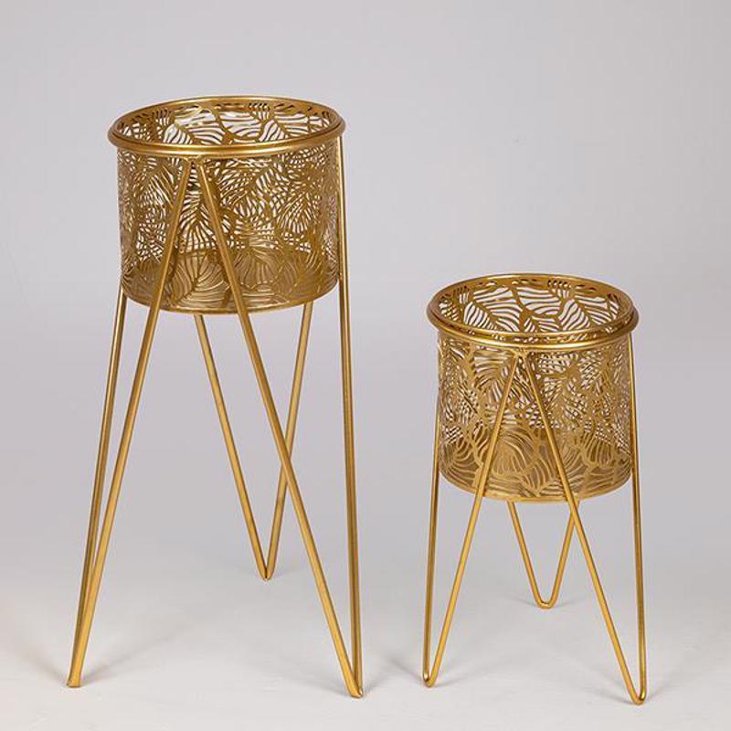 ESTHETI home Σετ των 2 Κασπώ Μεταλλικό Χρυσό Φ27x50cm/Φ