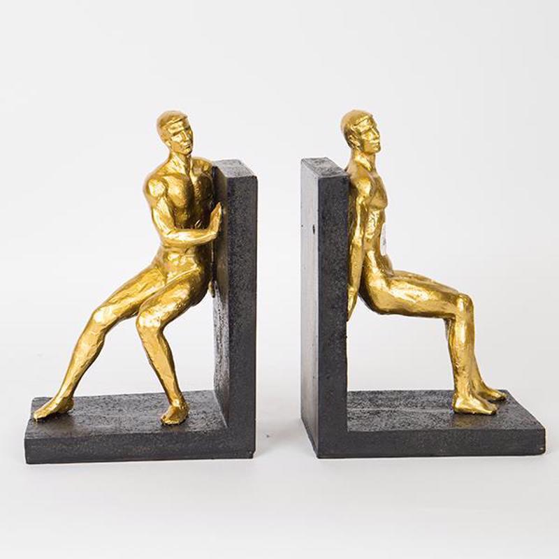 ESTHETI home Σετ των 2 Βιβλιοστάτης με Αγαλματίδια Χρυσ