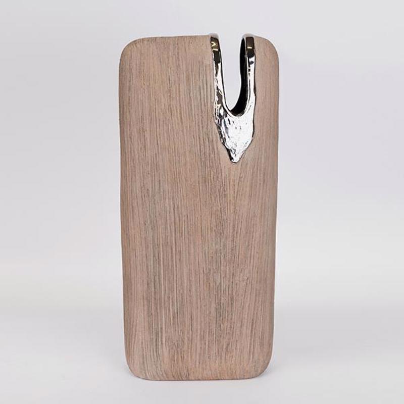 ESTHETI home Βάζο Κεραμικό Καφέ/Ασημί 19.5x9.5x43cm 752