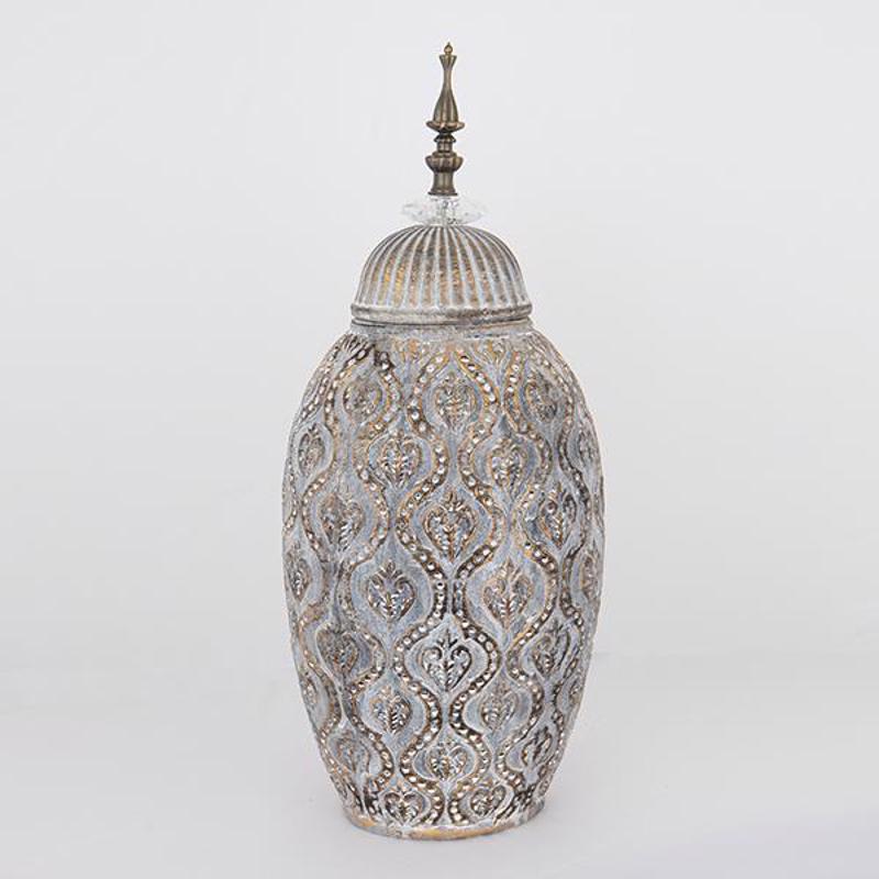 ESTHETI home Βάζο με Καπάκι Κεραμικό Γκρι 15.5x20.5x47cm 752-20107