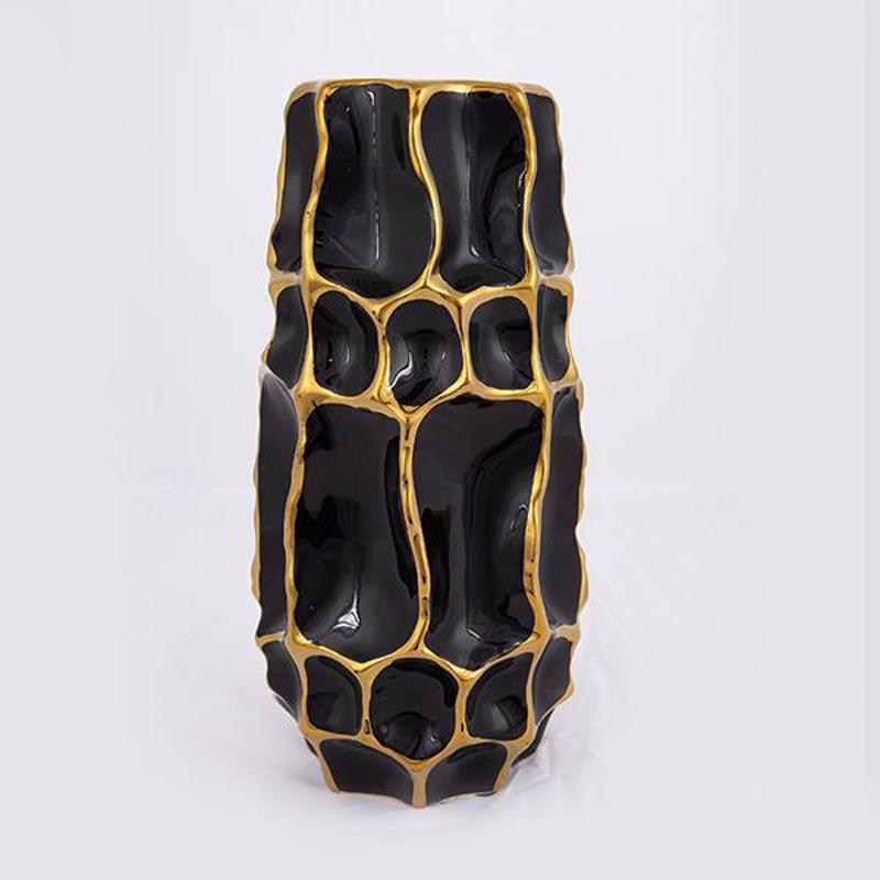 ESTHETI home Βάζο Κεραμικό Μαύρο/Χρυσό 15.5x15.5x31.5cm