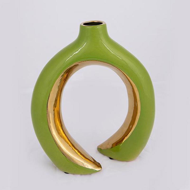 ESTHETI home Βάζο Κεραμικό Πράσινο/Χρυσό 21x10.5x25cm 7