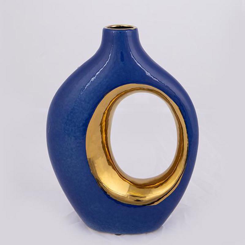 ESTHETI home Βάζο Κεραμικό Μπλε/Χρυσό 18.5x6.5x25cm 752