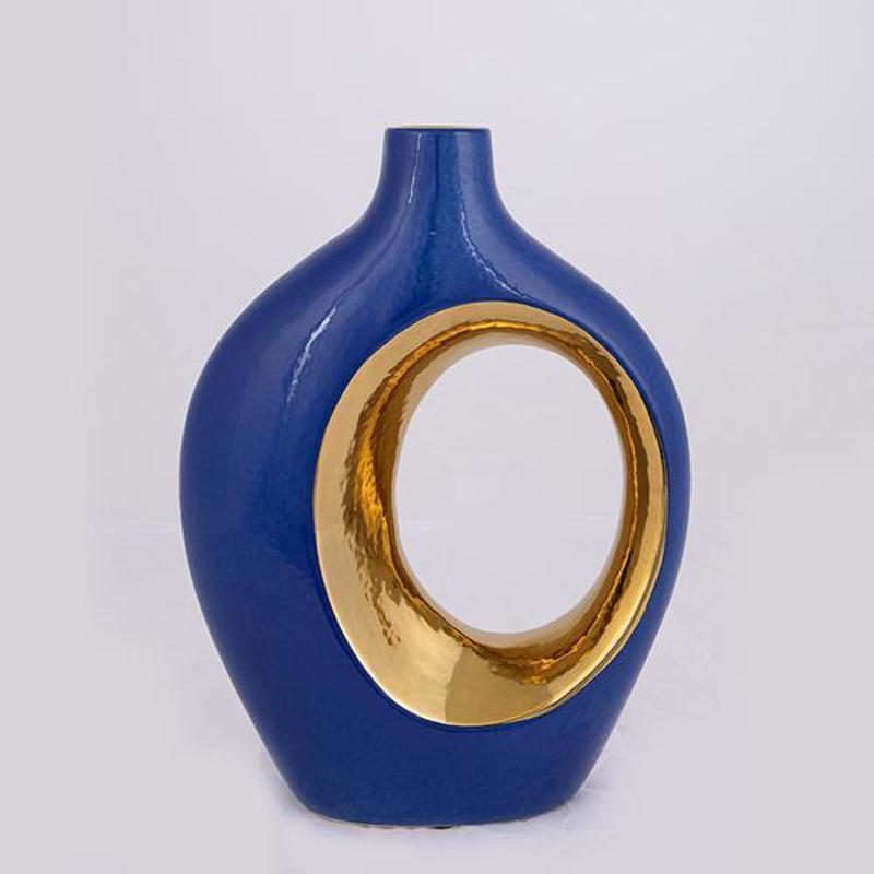 ESTHETI home Βάζο Κεραμικό Μπλε/Χρυσό 22.2x8.5x30cm 752