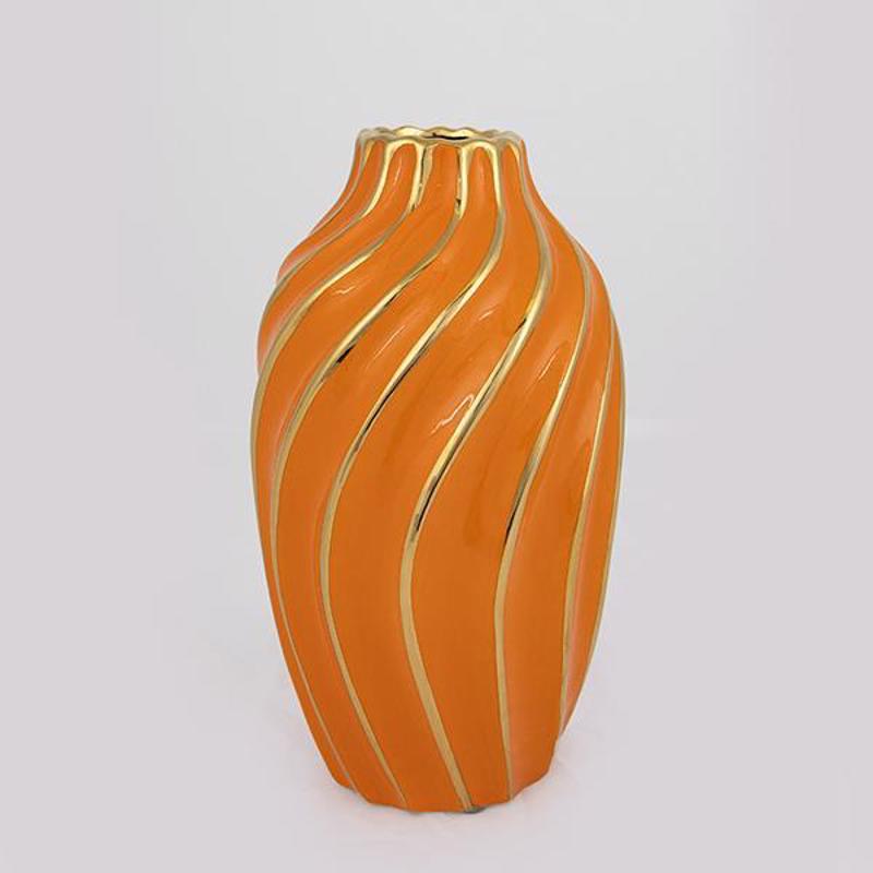 ESTHETI home - ΣΗΜΑΝΤΙΚΟ: Σε περίπτωση διαφοράς τιμής από το κατάστημα ισχύει παντα και μόνο η τιμή του καταστήματος ESTHETI home Βάζο Κεραμικό Πορτοκαλί/Χρυσό 14x14x24.5cm