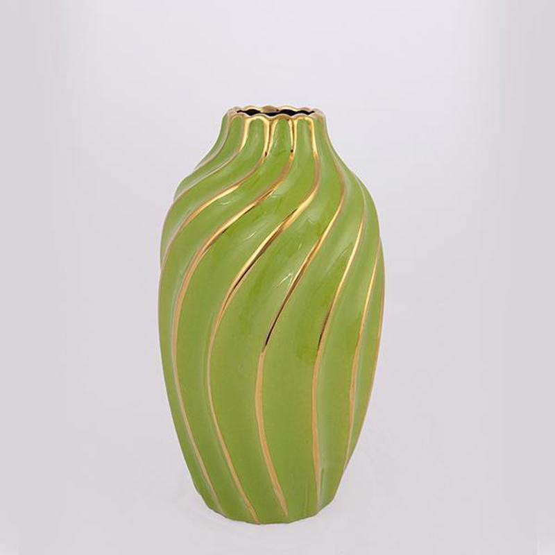 ESTHETI home Βάζο Κεραμικό Πράσινο/Χρυσό 14x14x24.5cm 7