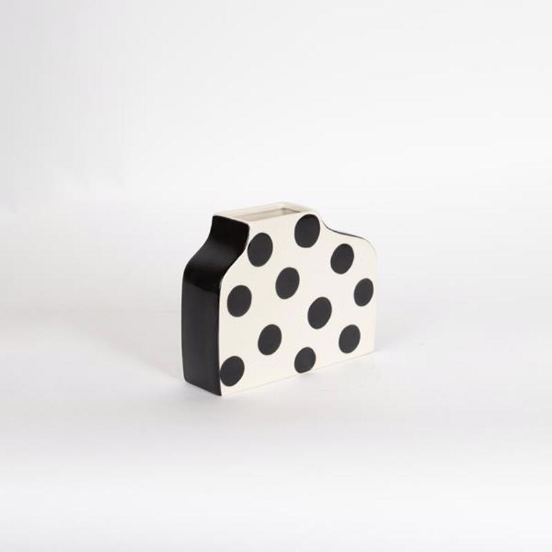 ESTHETI home Βάζο Κεραμικό Μαύρο με Μπεζ 28x6x15.6cm 75