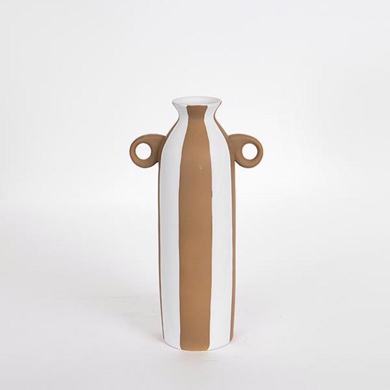 ESTHETI home - ΣΗΜΑΝΤΙΚΟ: Σε περίπτωση διαφοράς τιμής από το κατάστημα ισχύει παντα και μόνο η τιμή του καταστήματος ESTHETI home Βάζο Κεραμικό Λευκό/Καφέ 18.6x10.2x31.8cm