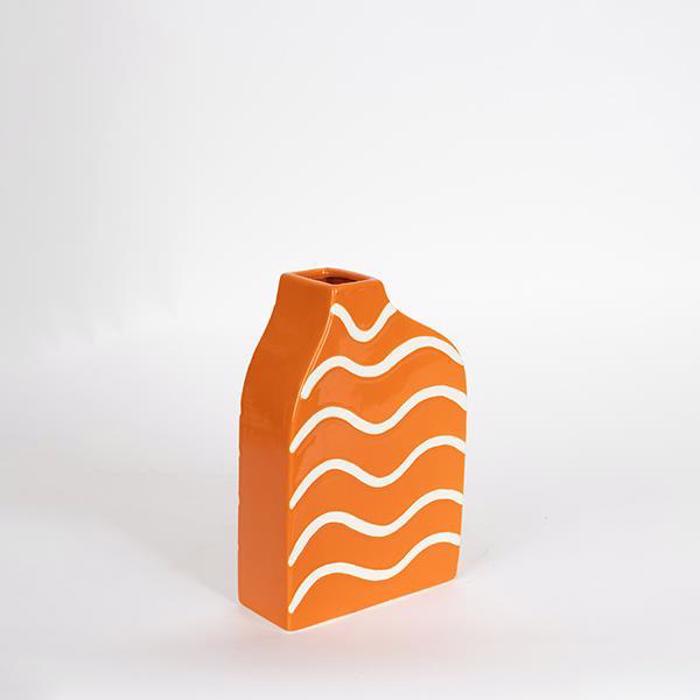 ESTHETI home Bazo Keramiko Portokali me Lefkes Gammes 15x6x23cm 752-20213