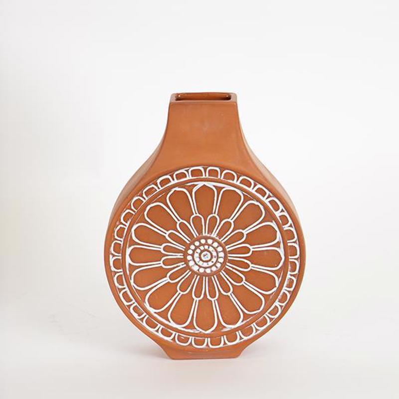 ESTHETI home Βάζο Κεραμικό Terracotta/Λευκό 16.1x7x23.8