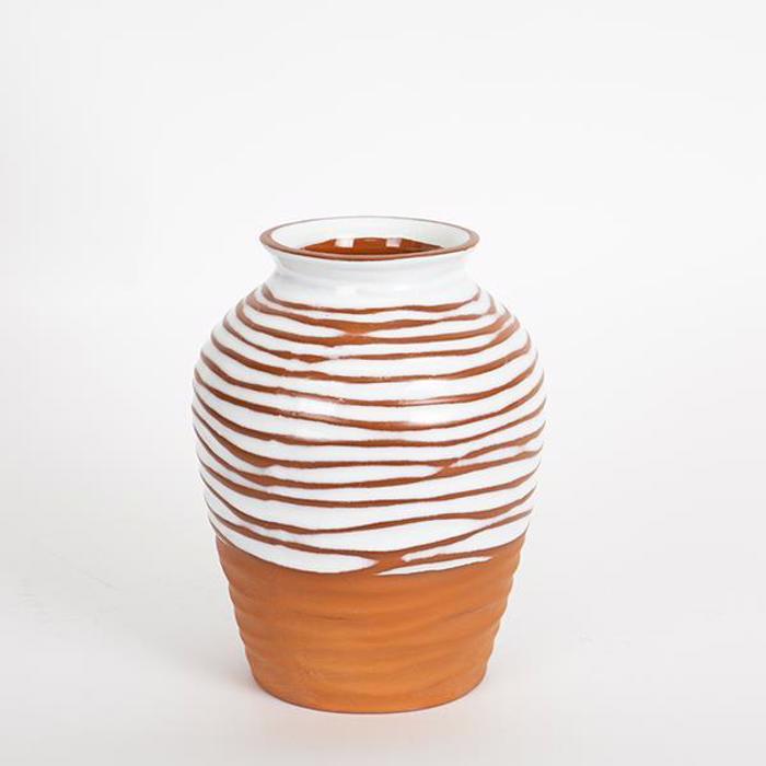 ESTHETI home Bazo Keramiko Terracotta/Lefko 15.6x15.6x19.8cm 752-20234