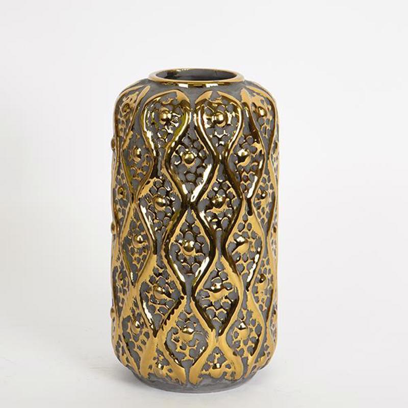 ESTHETI home Βάζο Κεραμικό Γκρι/Χρυσό 14.5x14.5x26cm 75