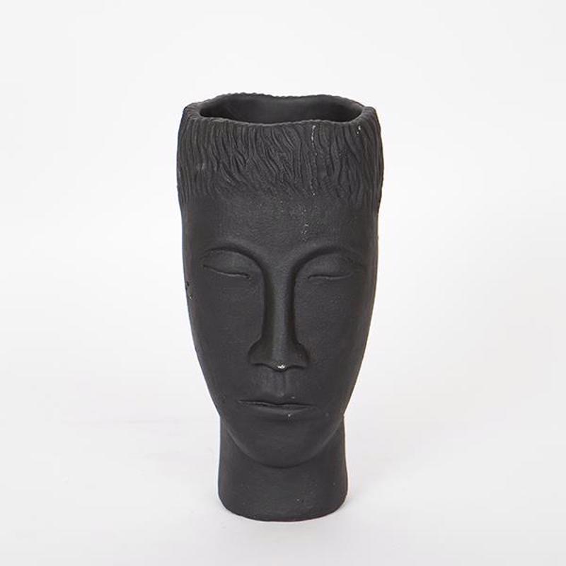 ESTHETI home Βάζο Κεφαλή Τσιμεντένιο Μαύρο 14x12.5x25cm