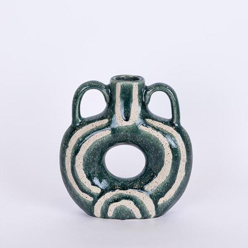 ESTHETI home Βάζο Κεραμικό Πράσινο Σκούρο/Μπεζ 21.7x7x2