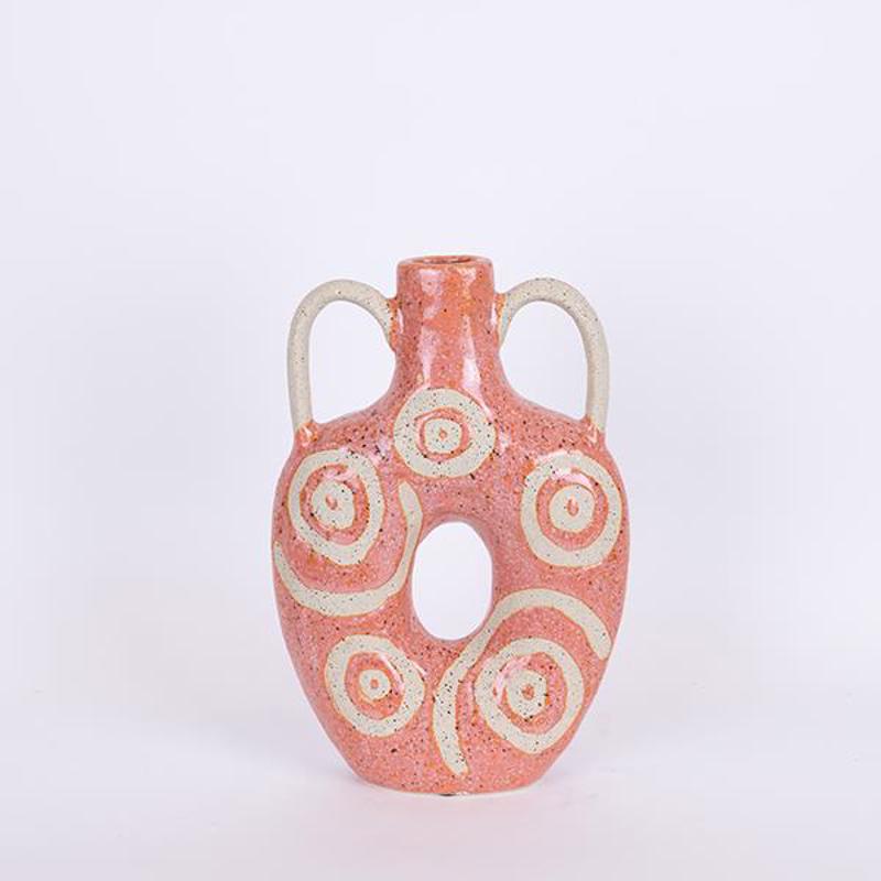 ESTHETI home Βάζο Κεραμικό Ροζ/Μπεζ 20.5x7.2x31cm 752-2