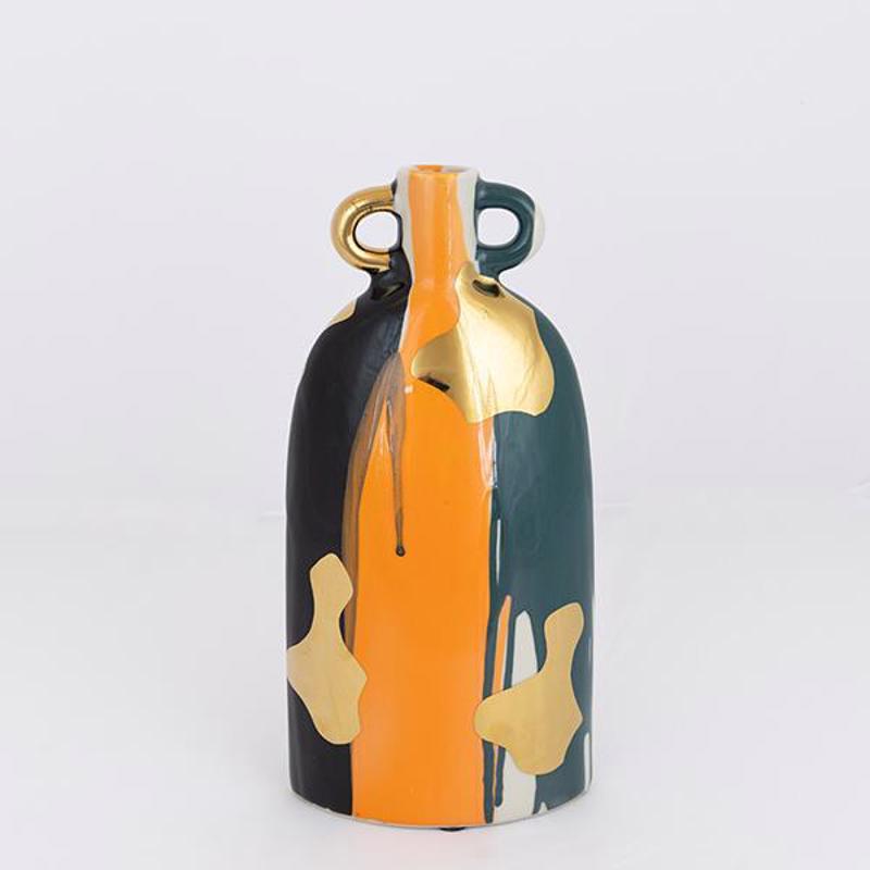 ESTHETI home Βάζο Κεραμικό Terracotta/Σκούρο Πράσινο/Χρυσό 21.5x14x20.7cm 752-20340