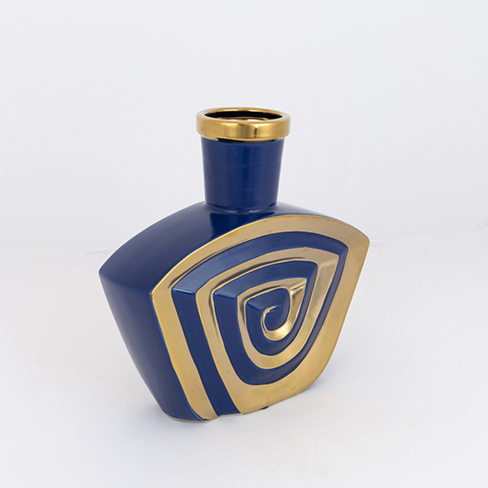 ESTHETI home Bazo Keramiko Skouro Ble/Xruso 23.2x6.8x23.5cm 752-20342