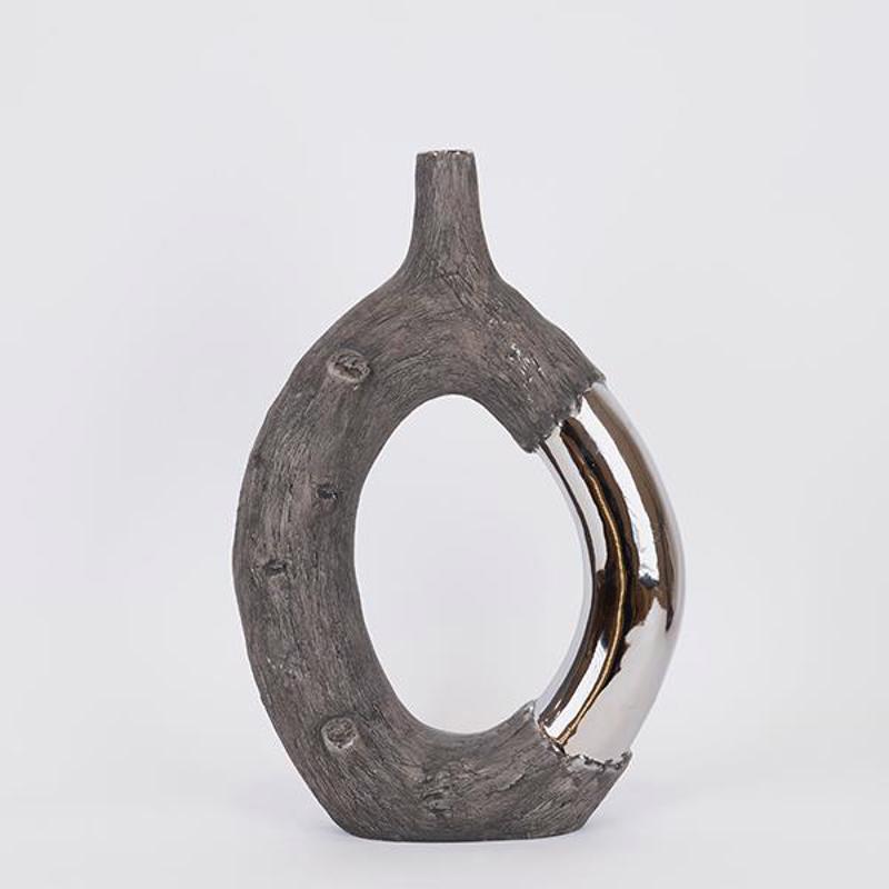 ESTHETI home - ΣΗΜΑΝΤΙΚΟ: Σε περίπτωση διαφοράς τιμής από το κατάστημα ισχύει παντα και μόνο η τιμή του καταστήματος ESTHETI home Βάζο Κεραμικό Καφέ/Ασημί 26.5x9.5x39.5cm 7