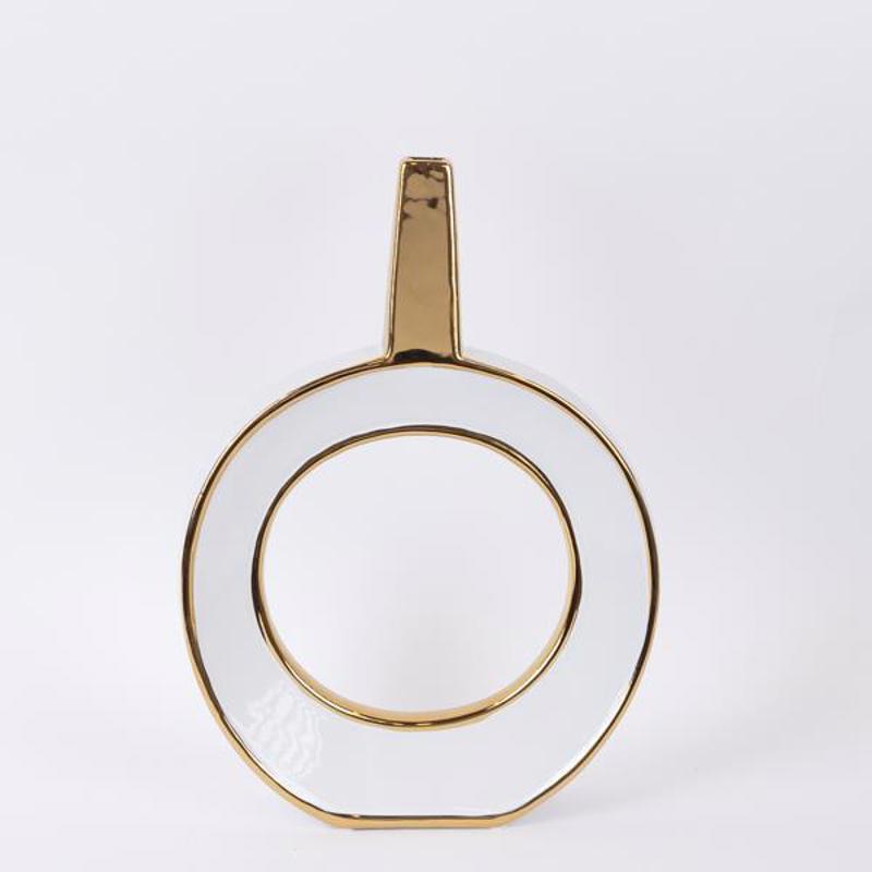 ESTHETI home Βάζο Κεραμικό Λευκό/Χρυσό 27x16x38cm 752-2