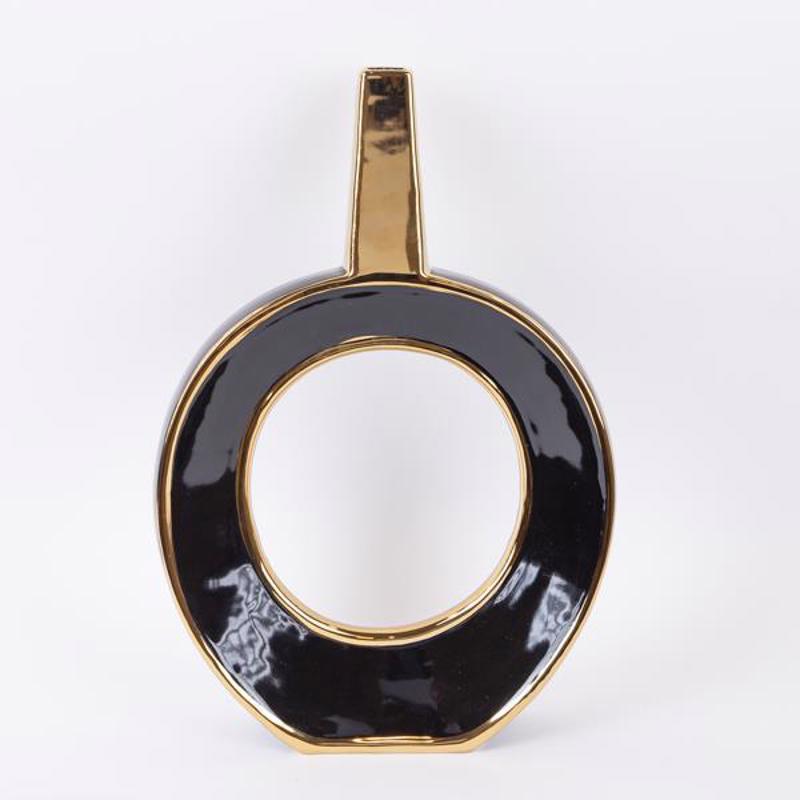 ESTHETI home Βάζο Κεραμικό Μαύρο/Χρυσό 30.5x7.2x45cm 75