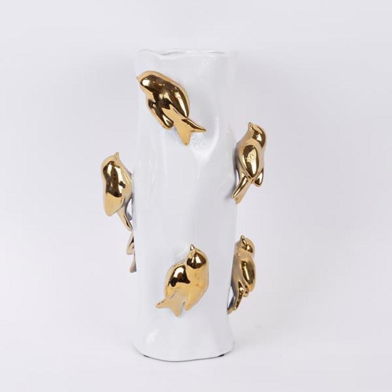 ESTHETI home Βάζο Κεραμικό Λευκό/Χρυσό Φ19.5x38.5cm 752