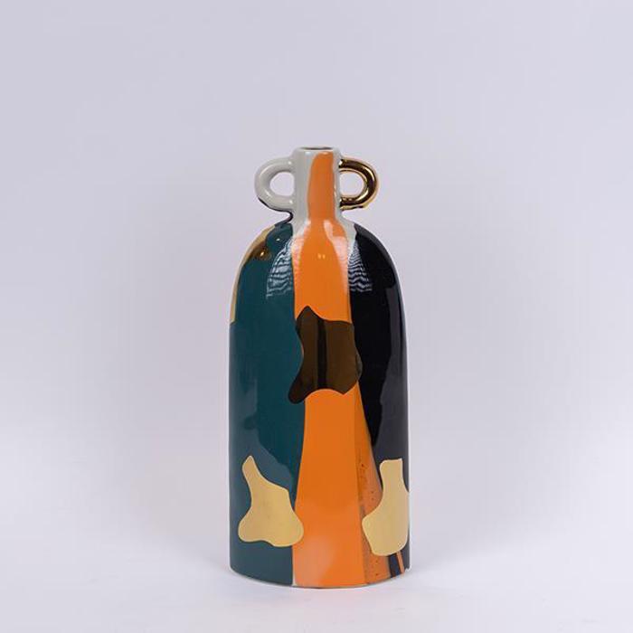 ESTHETI home Bazo Keramiko Terracotta/Skouro Prasino/Xruso 15.5x9.5x36.5cm 752-20424