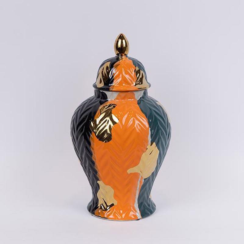 ESTHETI home Βάζο με Καπάκι Κεραμικό Terracotta/Σκούρο 