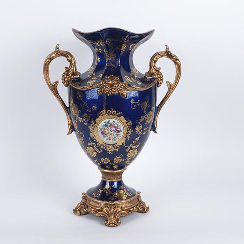 ESTHETI home Βάζο Πορσελάνης/Resin Μπλε με Λουλούδια 34