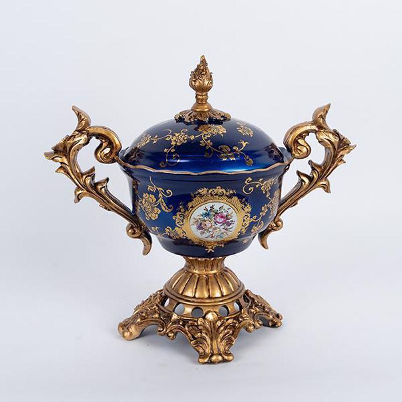 ESTHETI home - ΣΗΜΑΝΤΙΚΟ: Σε περίπτωση διαφοράς τιμής από το κατάστημα ισχύει παντα και μόνο η τιμή του καταστήματος ESTHETI home Φοντανιέρα Πορσελάνης/Resin Μπλε με Λουλού