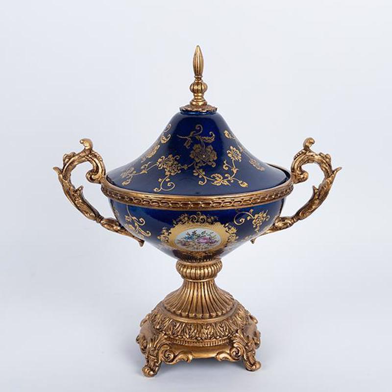 ESTHETI home Φοντανιέρα Πορσελάνης/Resin Μπλε με Λουλού