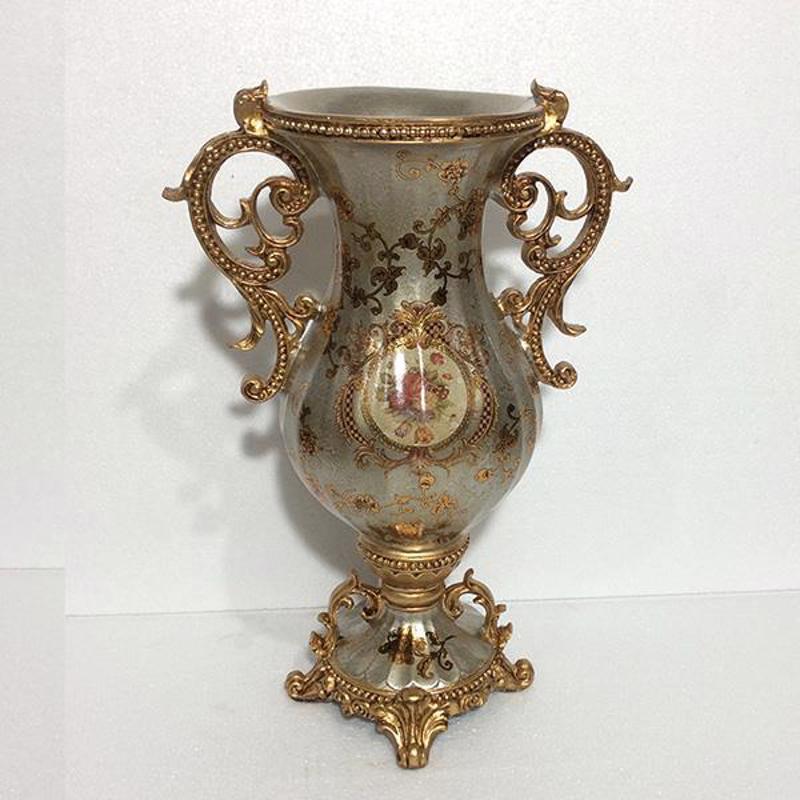 ESTHETI home - ΣΗΜΑΝΤΙΚΟ: Σε περίπτωση διαφοράς τιμής από το κατάστημα ισχύει παντα και μόνο η τιμή του καταστήματος ESTHETI home Βάζο Πορσελάνης Γκρι/Χρυσό 31.5x21x48cm 75