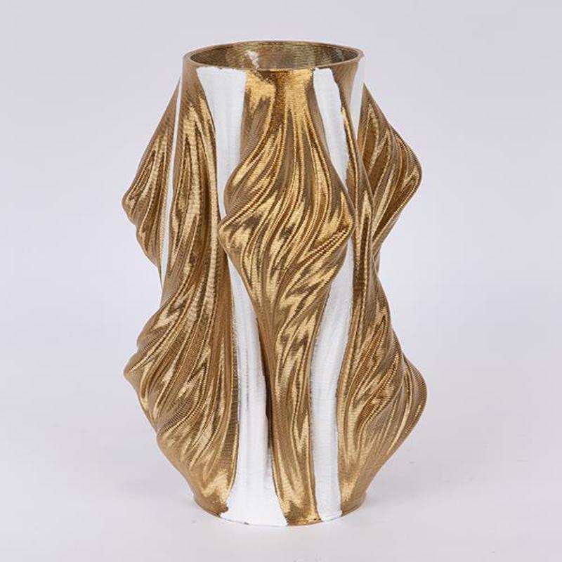 ESTHETI home Βάζο Πορσελάνης 3D Λευκό/Χρυσό 18x18x28cm 