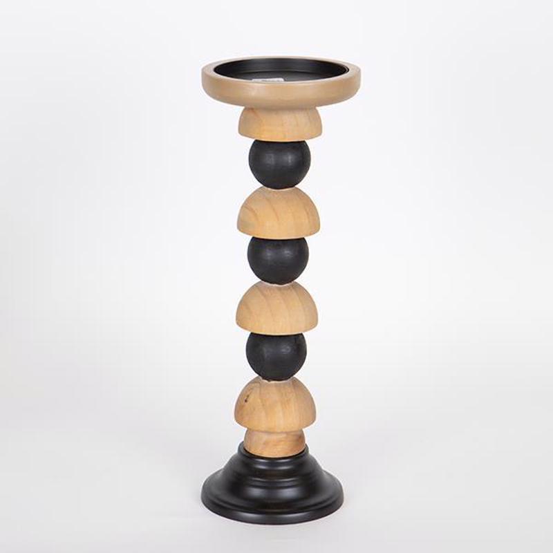 ESTHETI home Κηροπήγιο Ξύλινο Φυσικό/Μαύρο Φ12.5x35cm 7