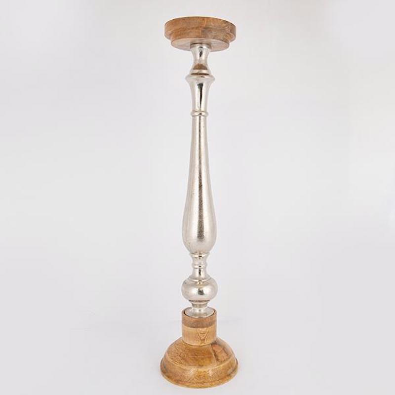 ESTHETI home - ΣΗΜΑΝΤΙΚΟ: Σε περίπτωση διαφοράς τιμής από το κατάστημα ισχύει παντα και μόνο η τιμή του καταστήματος ESTHETI home Κηροπήγιο Ξύλινο/Μεταλλικό Φυσικό/Ασημί Φ1