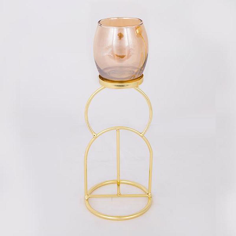 ESTHETI home Κηροπήγιο Ρεσώ Μεταλλικό Χρυσό με Μελί Γυα