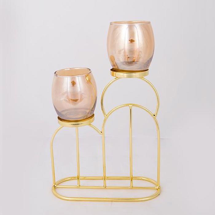 ESTHETI home Kiropigo Reso 2 Theseon Metalliko Xruso me Meli Gyali 20x9x30.5cm 752-24023