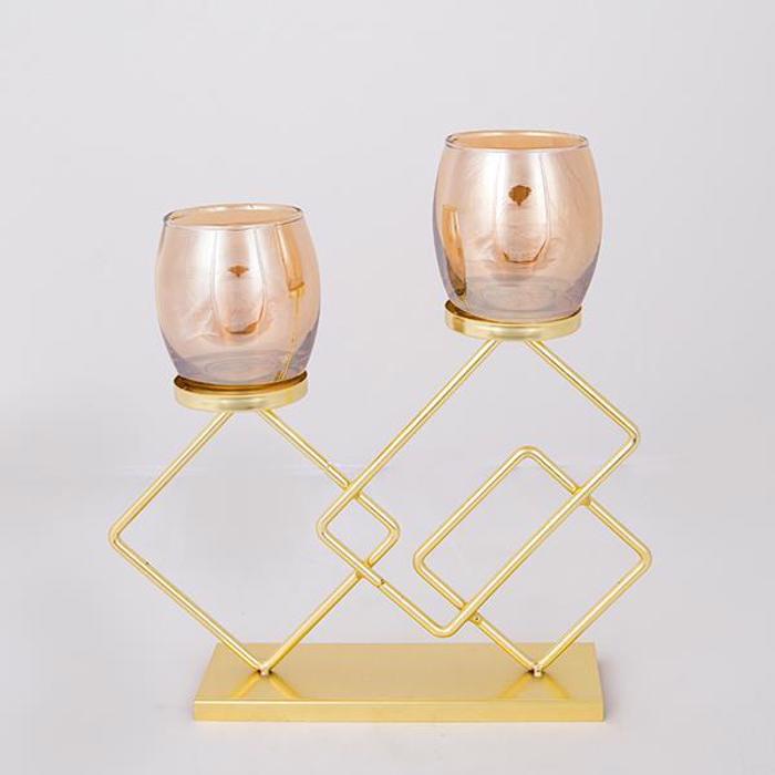 ESTHETI home Kiropigo Reso 2 Theseon Metalliko Xruso me Meli Gyali 27x7.5x28.5cm 752-24024