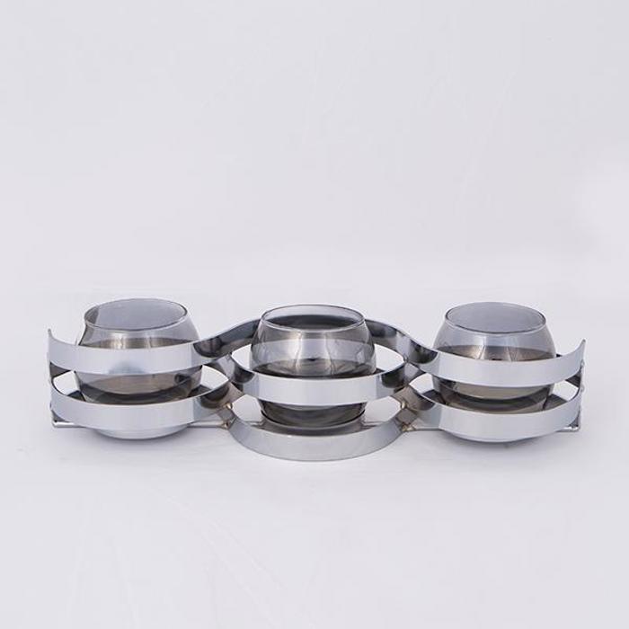ESTHETI home Kiropigo Reso 3 Theseon Metalliko Xromio me Ggri Gyali 33.5x10x8cm 752-24038