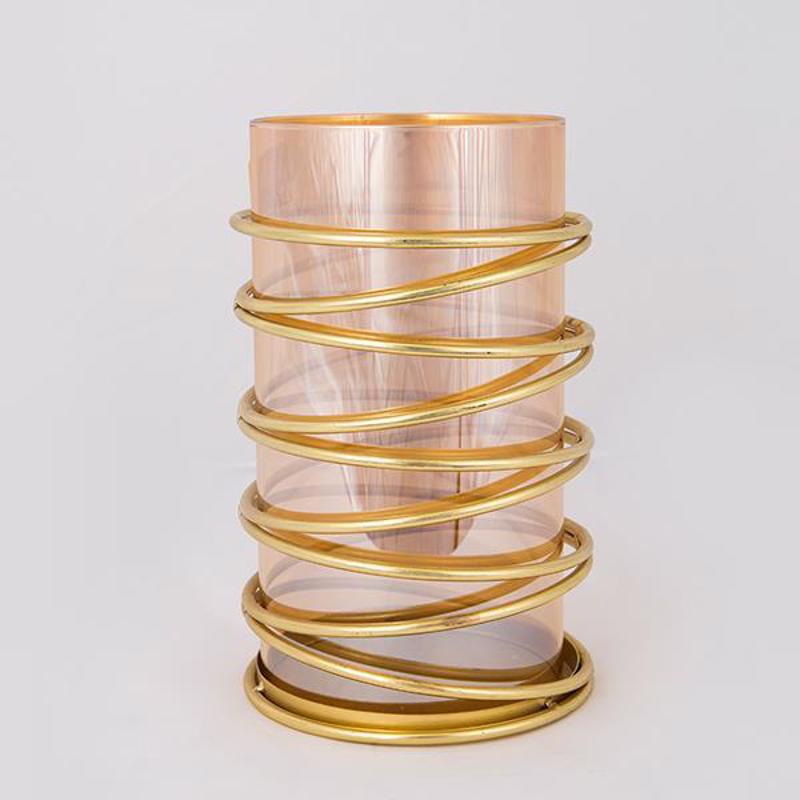 ESTHETI home Κηροπήγιο Μεταλλικό Χρυσό με Μελί Γυαλί Φ1