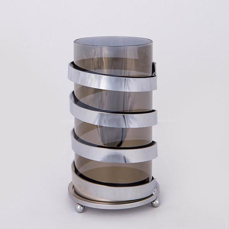 ESTHETI home Κηροπήγιο Μεταλλικό Χρώμιο με Γκρι Γυαλί Φ