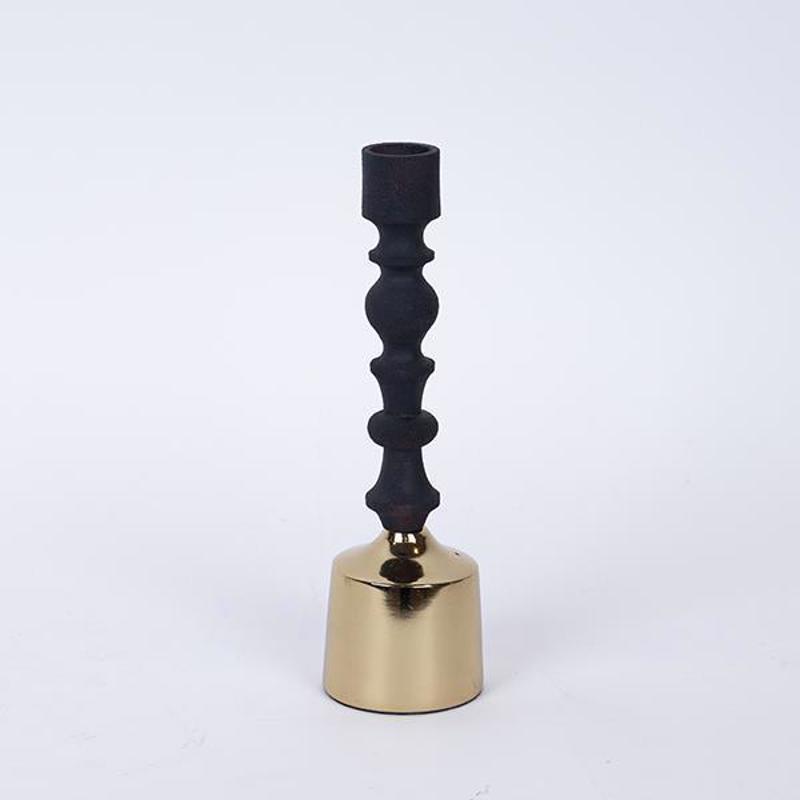 ESTHETI home Κηροπήγιο Αλουμινίου Μαύρο/Χρυσό Φ6x20.5cm