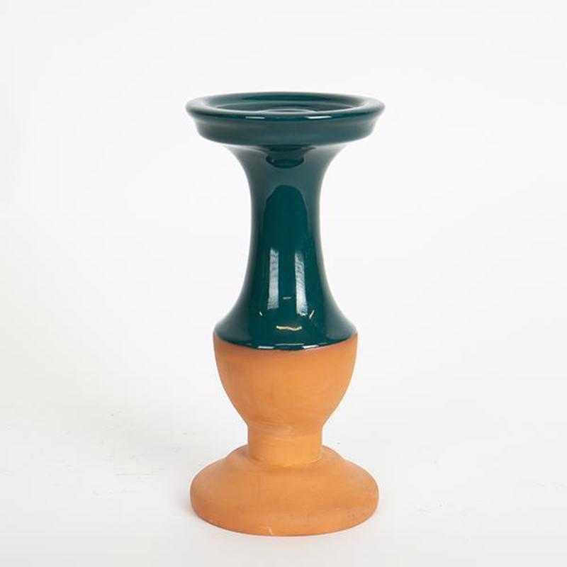 ESTHETI home Κηροπήγιο Κεραμικό Terracotta/Πράσινο Φ9.5
