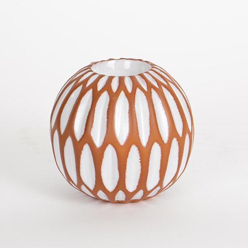 ESTHETI home Κηροπήγιο Ρεσώ Κεραμικό Terracotta/Λευκό Φ