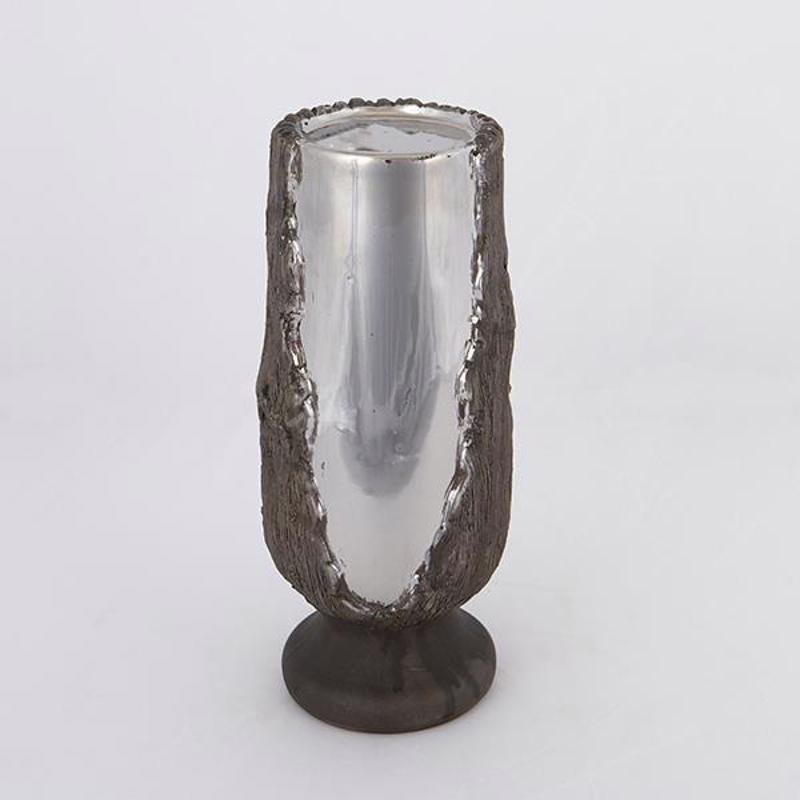 ESTHETI home Κηροπήγιο Κεραμικό Καφέ/Ασημί 11x11x25cm 7