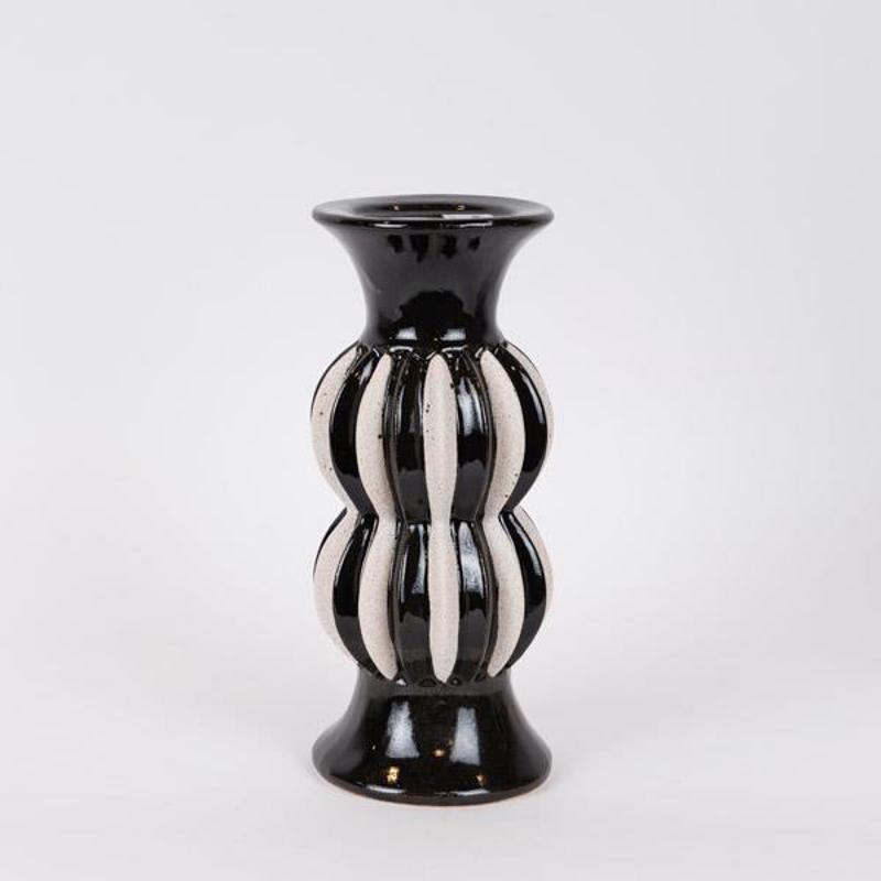 ESTHETI home Κηροπήγιο Κεραμικό Μαύρο/Λευκό Φ11.8x28cm 