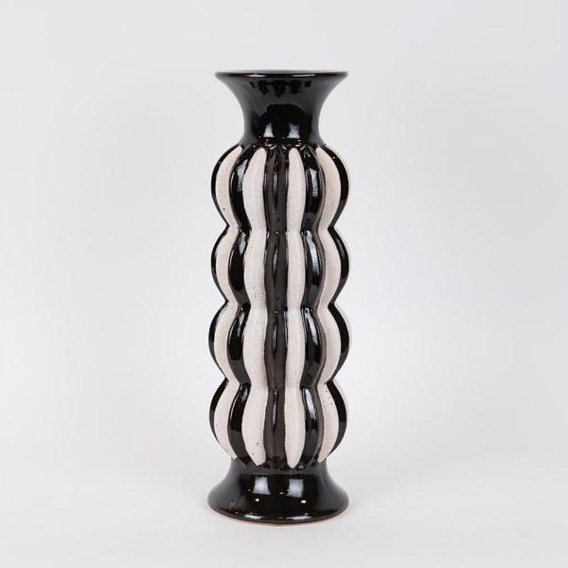 ESTHETI home Κηροπήγιο Κεραμικό Μαύρο/Λευκό Φ13x39.5cm 